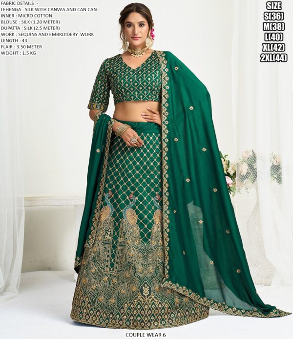 Presenting Wedding Wear Designer Semi-Stitched Lehenga Choli With Men's Kurta (Only) Collection