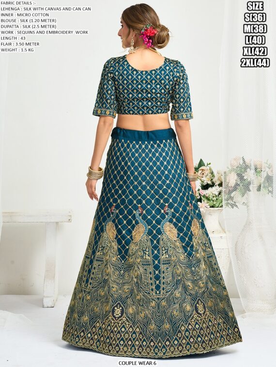 Presenting Wedding Wear Designer Semi-Stitched Lehenga Choli With Men's Kurta (Only) Collection