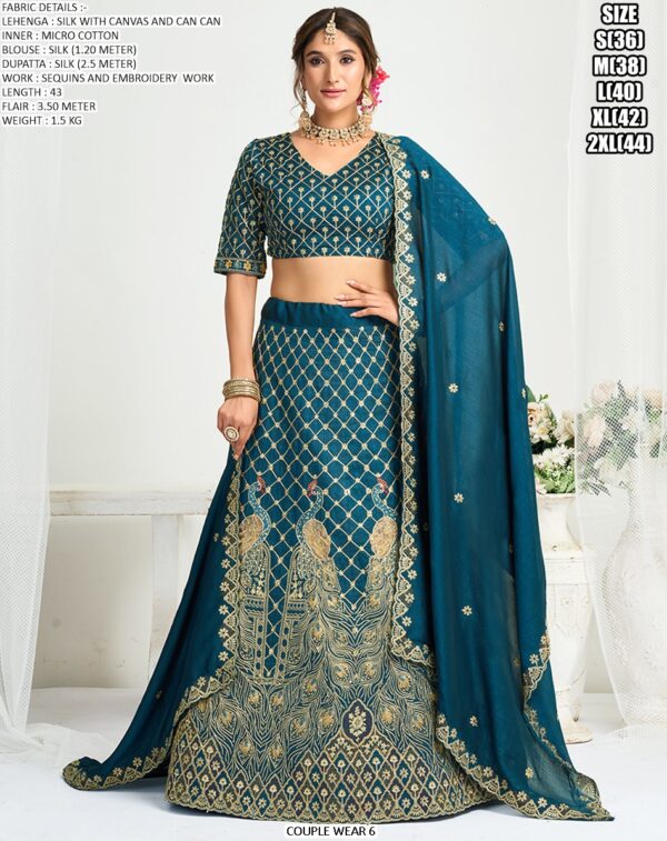 Presenting Wedding Wear Designer Semi-Stitched Lehenga Choli With Men's Kurta (Only) Collection