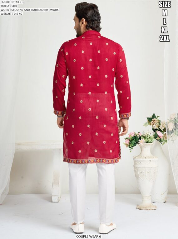 Presenting Wedding Wear Designer Semi-Stitched Lehenga Choli With Men's Kurta (Only) Collection