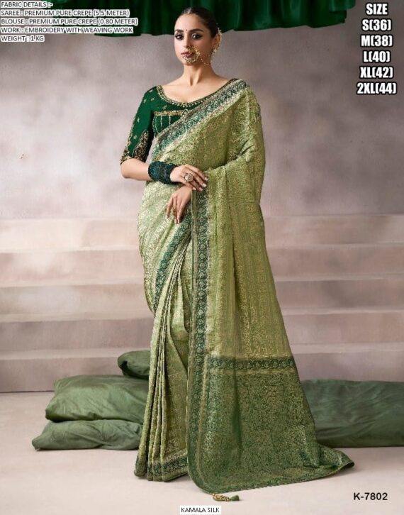 Fresh New Arrivals For Women, Pure Crepe, Soft And Light Weight Designer Sarees For Weddings