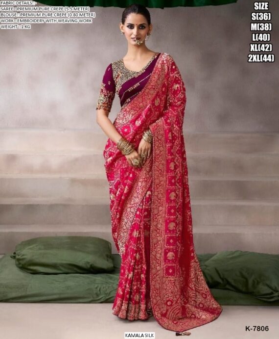 Fresh New Arrivals For Women, Pure Crepe, Soft And Light Weight Designer Sarees For Weddings