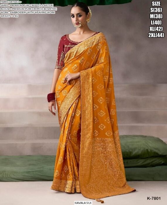 Fresh New Arrivals For Women, Pure Crepe, Soft And Light Weight Designer Sarees For Weddings