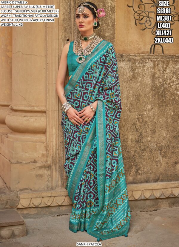 Presenting Super P.V Silk Gorgeous And Traditional Patola Design Saree Collection
