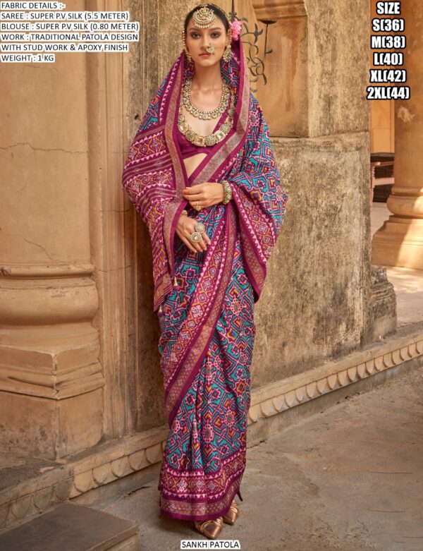 Presenting Super P.V Silk Gorgeous And Traditional Patola Design Saree Collection