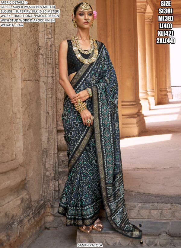 Presenting Super P.V Silk Gorgeous And Traditional Patola Design Saree Collection