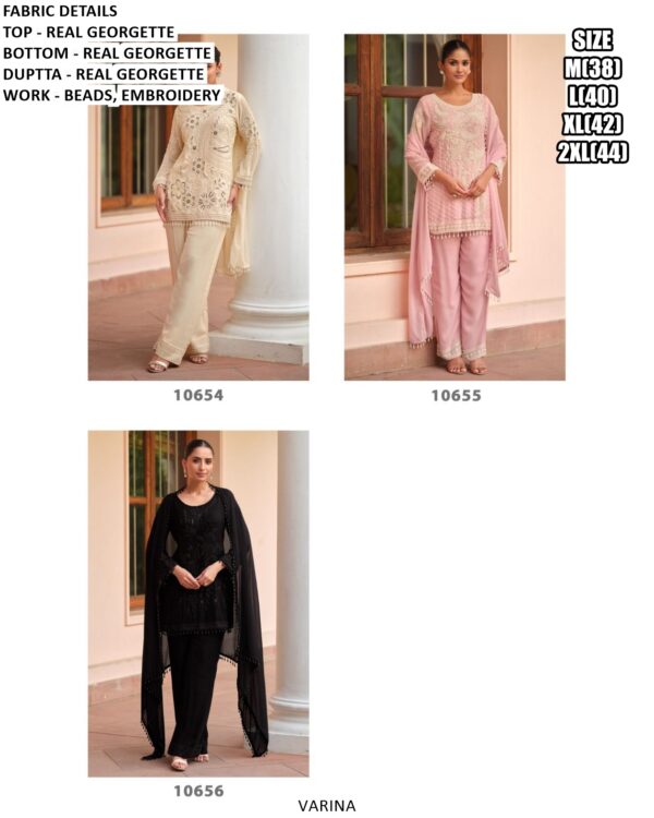 Exclusive Beads Worked Three-Piece Real Georgette Salwar Suits (Ready To Wear)