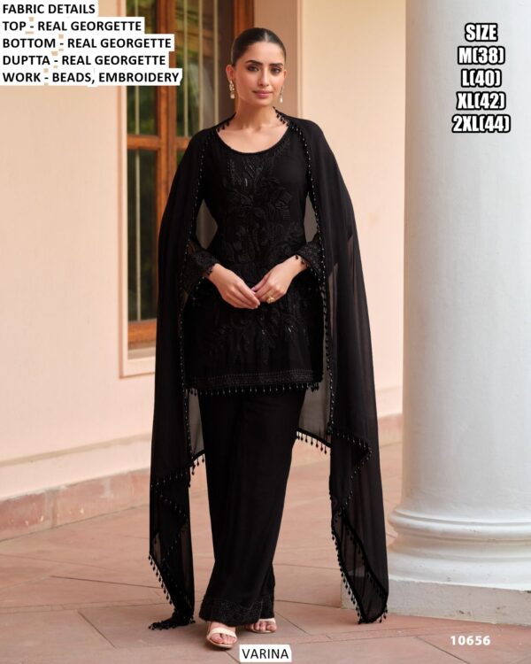 Exclusive Beads Worked Three-Piece Real Georgette Salwar Suits (Ready To Wear)