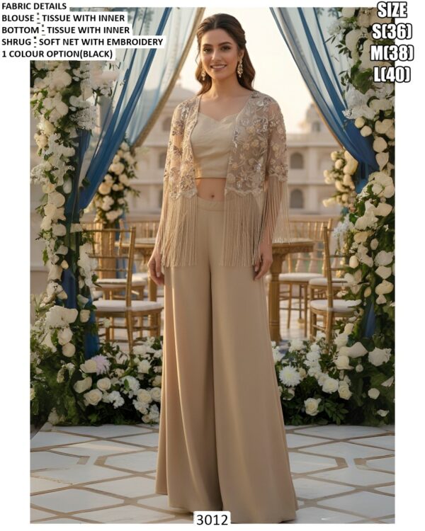 Shop Trendy Partywear Indo-Western For Women, Including Stylish Jacket Style Short Shrug With A Skirt/Plazo And Blouse