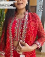 Pure Chinon Bandhej Printed Party Wear Indo-Western With Heavy Embroidery Work