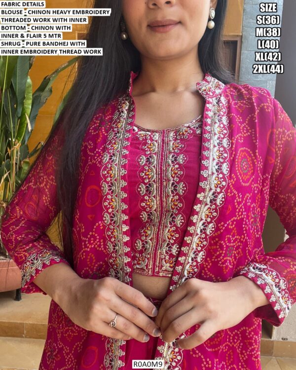 Pure Chinon Bandhej Printed Party Wear Indo-Western With Heavy Embroidery Work