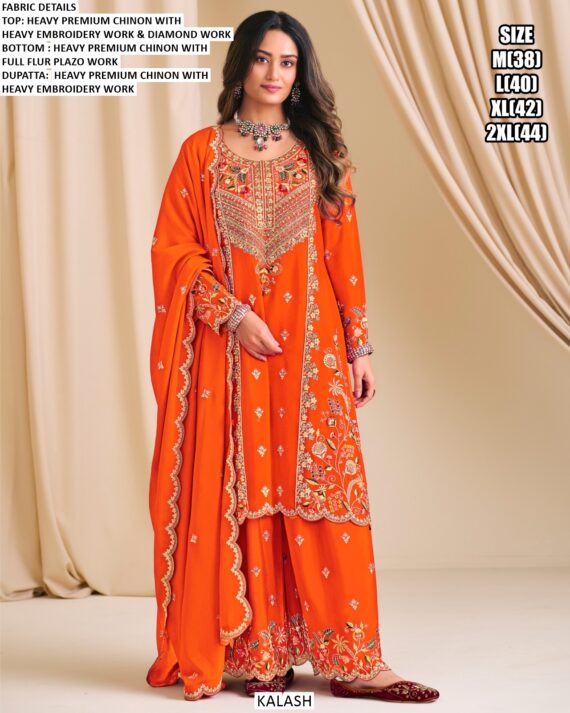 Heavy Premium Chinon Embroidered Ready Salwar Kameez Suits With Diamond Work