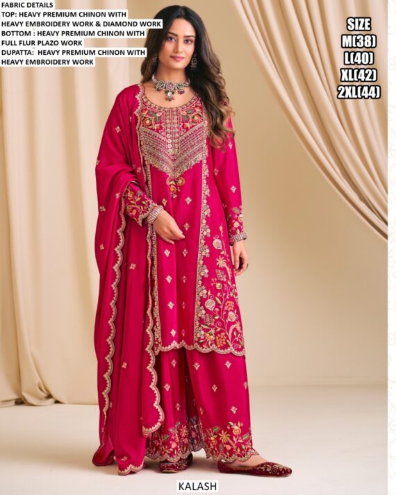 Heavy Premium Chinon Embroidered Ready Salwar Kameez Suits With Diamond Work