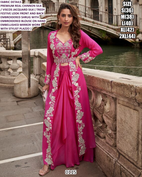 Ready To Wear Stunning Embroidered Women's Indo-Western Suits For Trendy Wedding Look