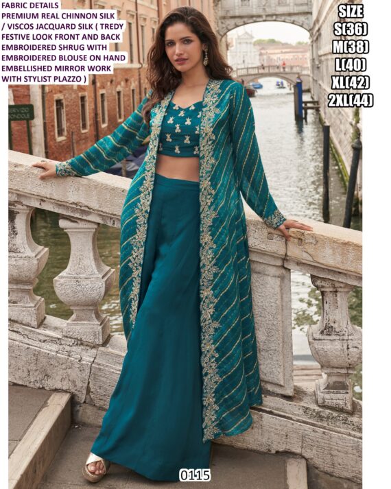 Ready To Wear Stunning Embroidered Women's Indo-Western Suits For Trendy Wedding Look