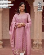 Shimmer Fabric Embroidered Straight-Cut Salwar Suit In Gorgeous Baby Pink Colour!
