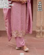 Shimmer Fabric Embroidered Straight-Cut Salwar Suit In Gorgeous Baby Pink Colour!