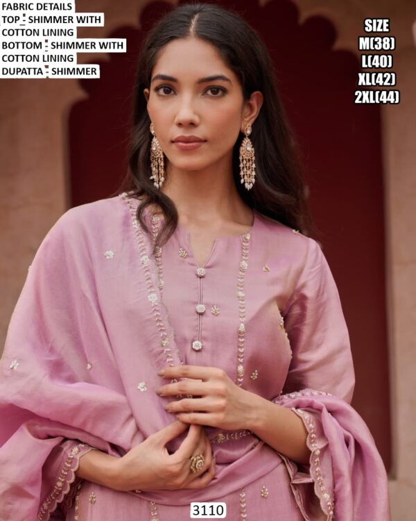 Shimmer Fabric Embroidered Straight-Cut Salwar Suit In Gorgeous Baby Pink Colour!