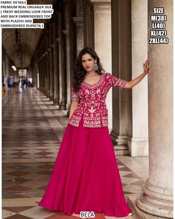Exclusive Designer Organza Silk Readymade Three-Piece Suits, Perfact For Trendy Wedding Look