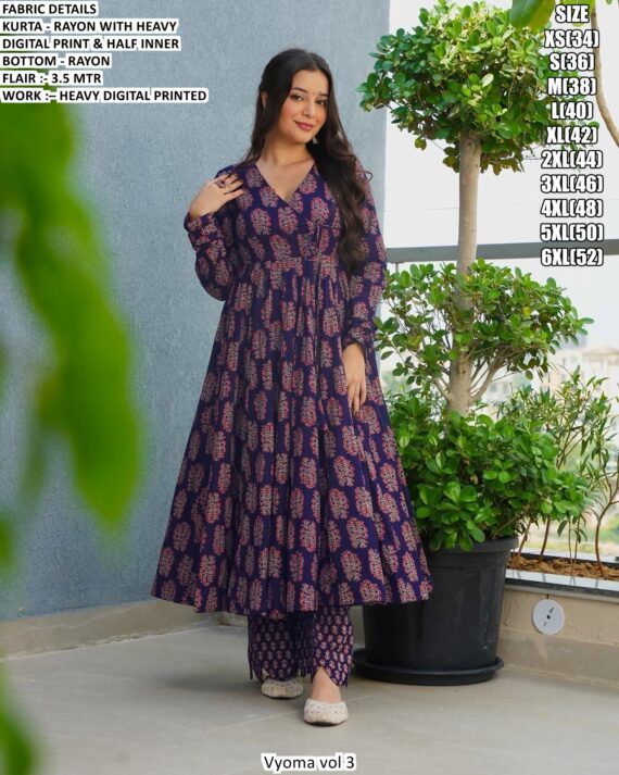 Casual Wear Heavy Digital Printed Rayon Anarkali Style Long Kurti Dress Collection 2025