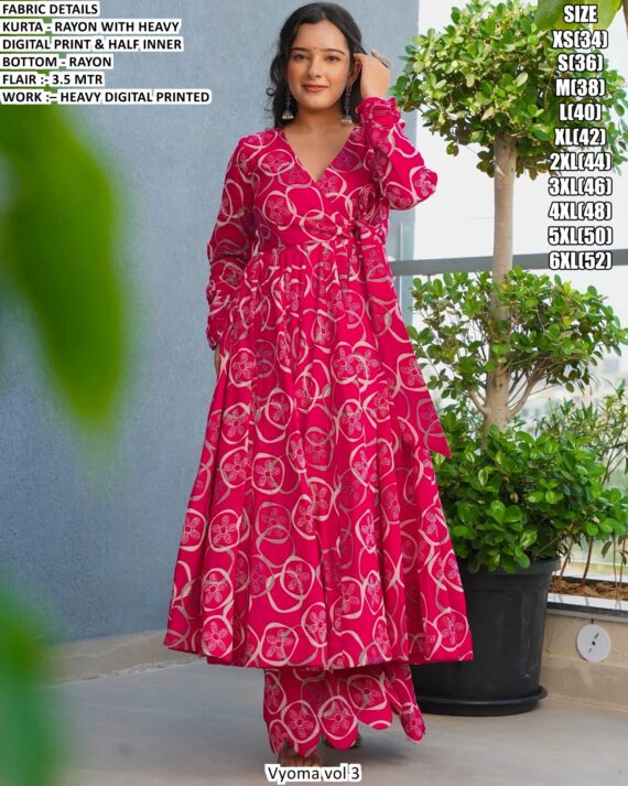 Casual Wear Heavy Digital Printed Rayon Anarkali Style Long Kurti Dress Collection 2025