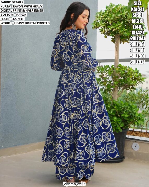 Casual Wear Heavy Digital Printed Rayon Anarkali Style Long Kurti Dress Collection 2025