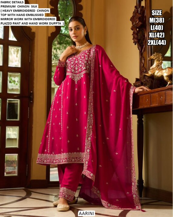 Premium Designer Chinon Silk Indian And Pakistani Style Party Wear Salwar Suits
