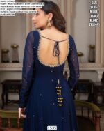 Delightful Midnight Blue Coloured Party Wear Faux Georgette Readymade Anarkali Suit