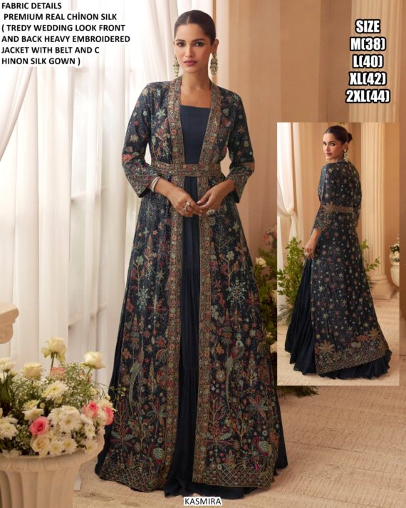 Exquisite Indo-western Style Chinon Silk Gowns, Featuring Dazzling Embroidery (4 Piece Catalogue)