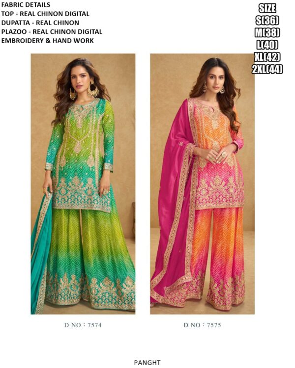 Presenting Real Chinon Digital Print With Embroidered Ombre Salwar Kameez Catalogue