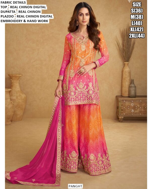 Presenting Real Chinon Digital Print With Embroidered Ombre Salwar Kameez Catalogue