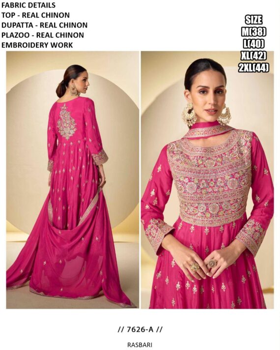 Pure Chinon All Over Embroidery Work Beautiful Festive Wear Salwar Suit Sets