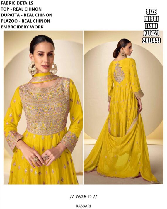 Pure Chinon All Over Embroidery Work Beautiful Festive Wear Salwar Suit Sets