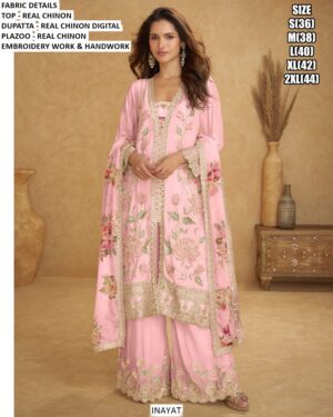 Flower Designer Wedding Party Wear Real Chinon Readymade Salwar Kameez Suits