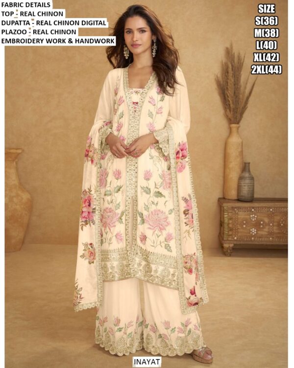 Flower Designer Wedding Party Wear Real Chinon Readymade Salwar Kameez Suits
