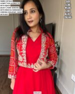 Faux Georgette Plain Gown With Bandhani Printed Jacket Set In Two Amazing Colours!