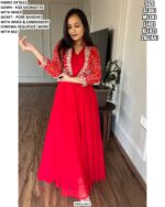 Faux Georgette Plain Gown With Bandhani Printed Jacket Set In Two Amazing Colours!