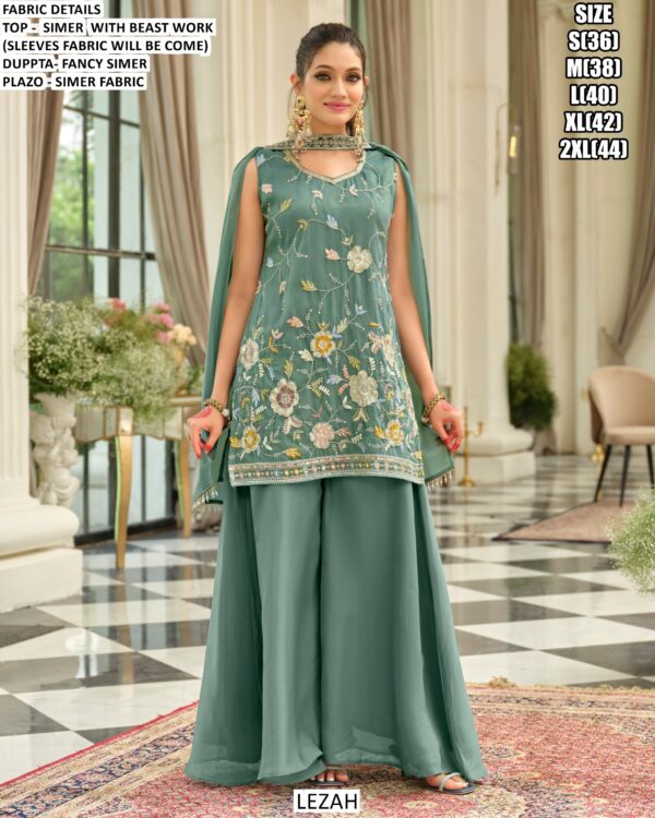 Functions Wear A Stylish Plazo Set Made From Simar Fabric Enhanced With Beautiful Beast Work