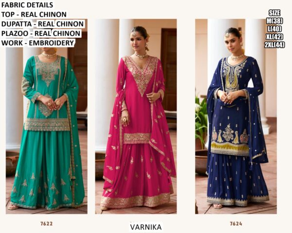 Brighten Your Wedding Look With This Traditional Embroidered Real Chinon Plazo Suits
