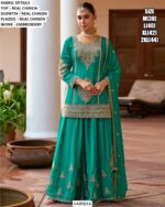 Brighten Your Wedding Look With This Traditional Embroidered Real Chinon Plazo Suits