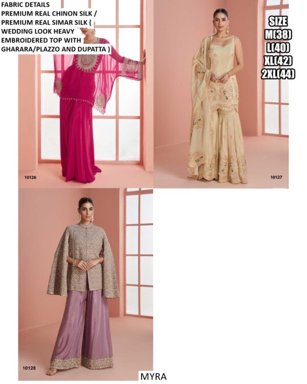 Readymade Simar Silk Heavy Embroidered Wedding Wear Stylish Three-Piece Dresses