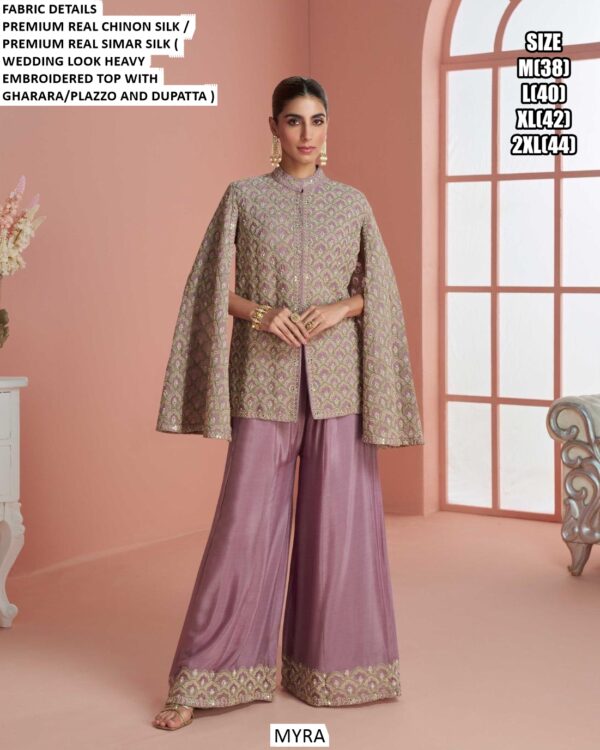 Readymade Simar Silk Heavy Embroidered Wedding Wear Stylish Three-Piece Dresses