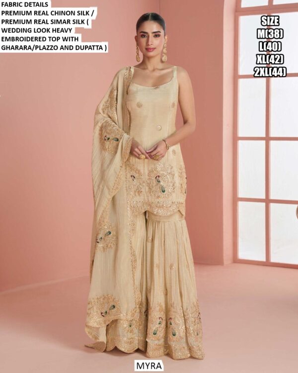 Readymade Simar Silk Heavy Embroidered Wedding Wear Stylish Three-Piece Dresses
