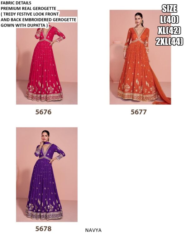 Embrace Luxury With This Georgette Wedding Wear Gown Featuring Embroidery Work