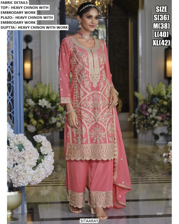 Heavy Chinon Embroidered Wedding Special Plazo Pant Salwar Kameez Suits