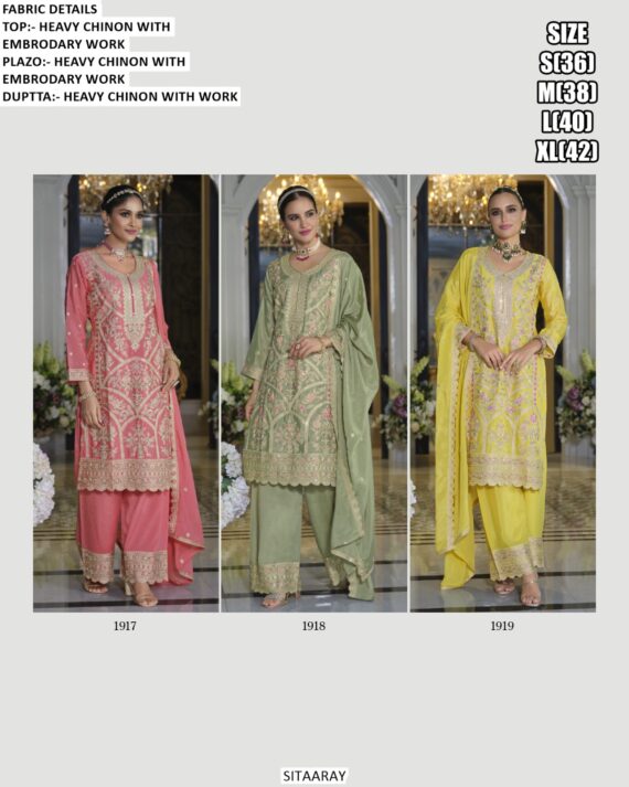 Heavy Chinon Embroidered Wedding Special Plazo Pant Salwar Kameez Suits