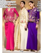 Cocktail Events Wear Premium Crepe Beautiful Beads Work Readymade Drape Suits