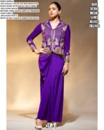 Cocktail Events Wear Premium Crepe Beautiful Beads Work Readymade Drape Suits