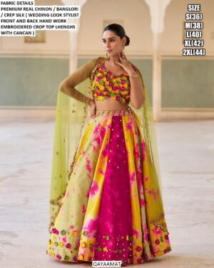 Bewitching Designer Crepe Silk Stylish Crop Top And Lehenga Sets For Weddings And Parties