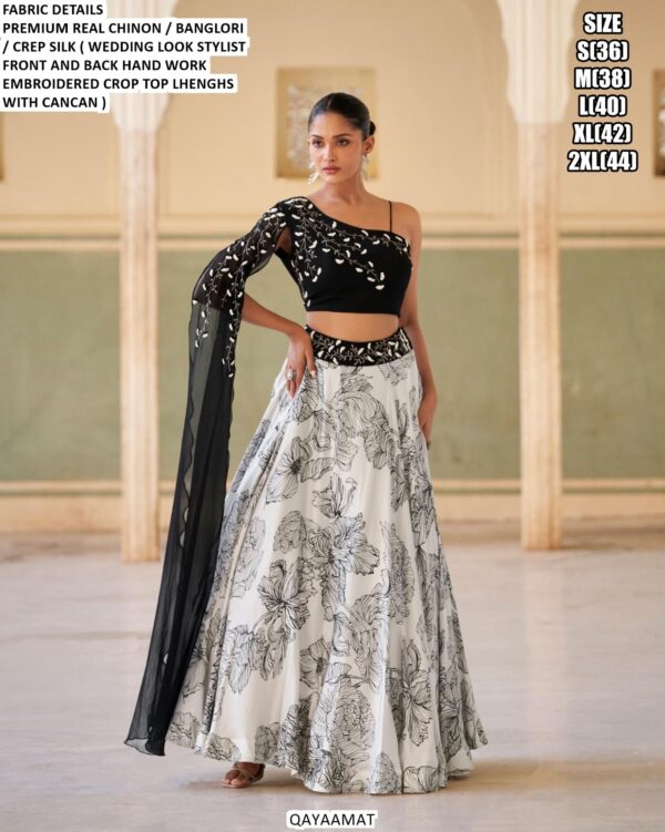 Bewitching Designer Crepe Silk Stylish Crop Top And Lehenga Sets For Weddings And Parties